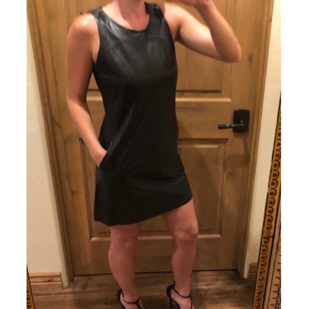 Vince short black leather dress with pockets size 2